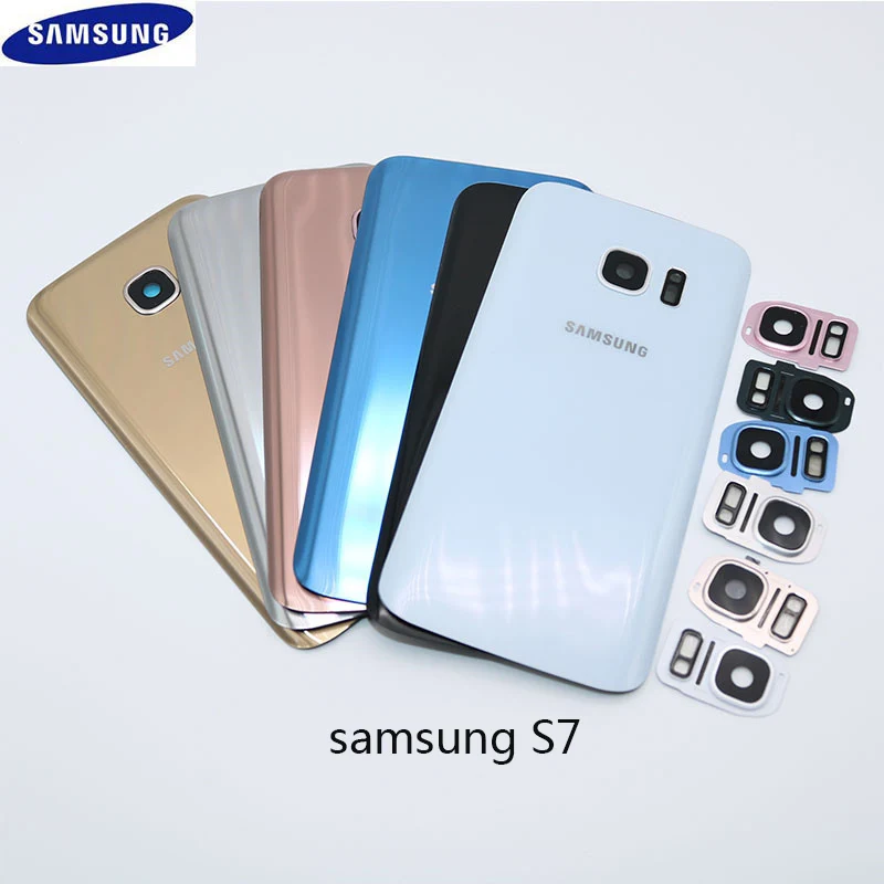 

Back housing For SAMSUNG Galaxy S7 Back Glass Battery Cover Rear Door Housing Case over With Lens Replacement Parts +sticker