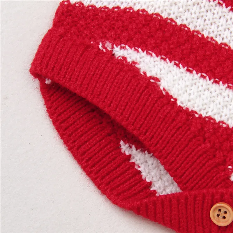 0-18M Cute Infant Kids Baby Girls Sweater Rompers Knit Long Sleeve Striped Patchwork Peter Pan Collar Jumpsuits