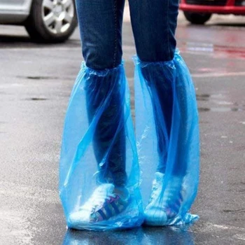 

ASDS-Disposable Shoe Cover Blue Rain Boots and Boots Cover, Long Shoe Cover Transparent Waterproof Non-Slip Overshoes, Women's M
