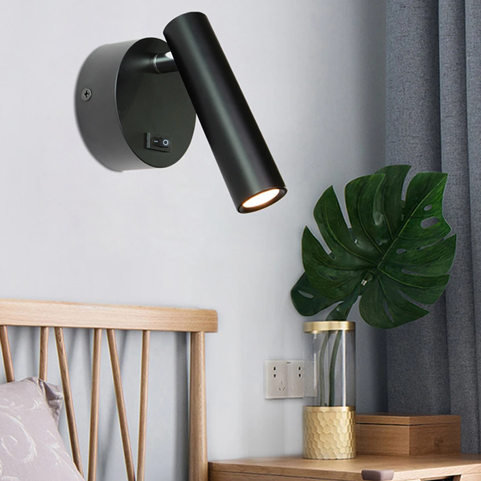 Lâmpada de Leitura Lâmpada de Parede com Interruptor para o Estudo Sala de Estar Arandelas de Parede do Corredor de Cabeceira Luz da Parede Wall Lamps Moderna Ajustável Led 3w