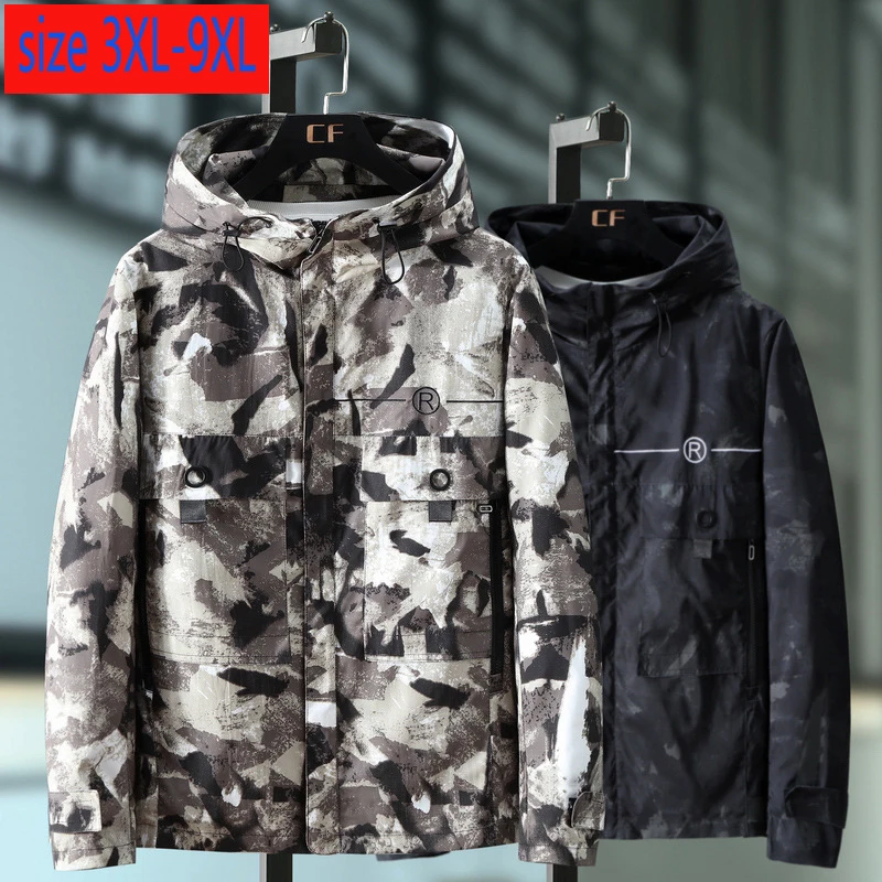 

New Arrival Super Large Men Camouflage Windswear Casual Print Mens Jackets And Coats Plus Size 3XL 4XL 5XL 6XL 7XL 8XL 9XL