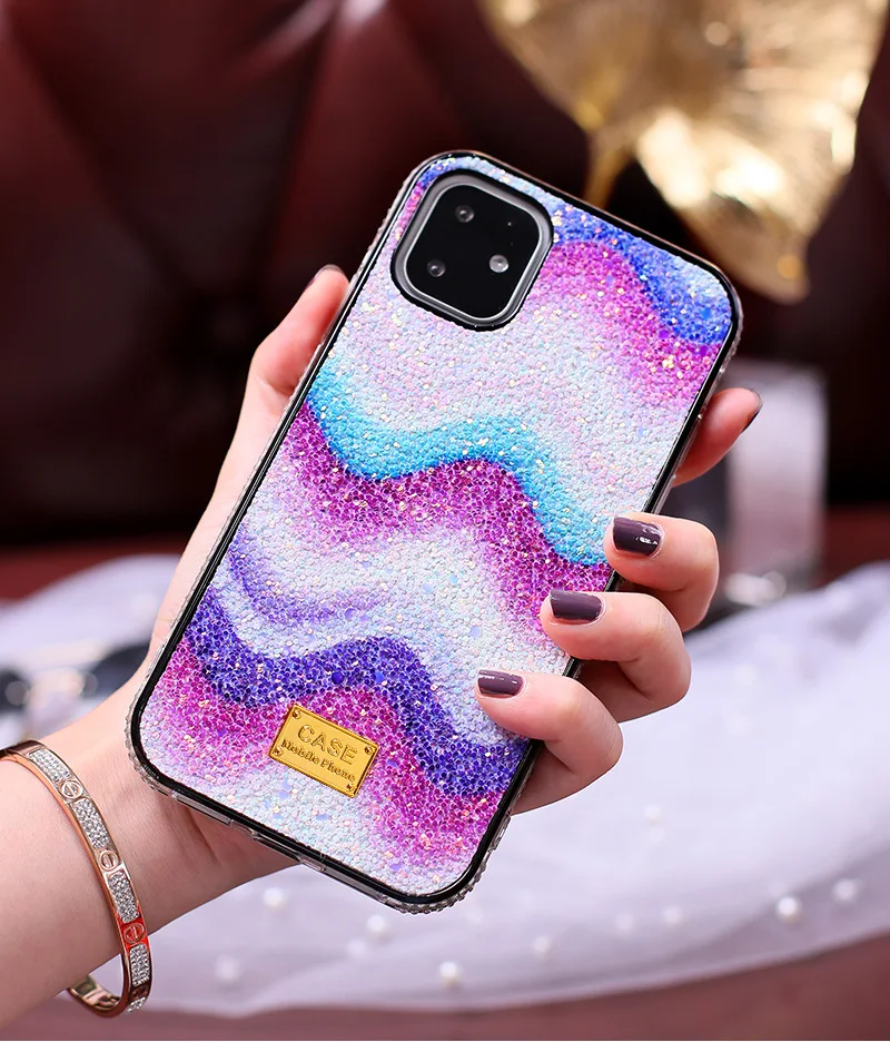 10pcs Glitter Bling Rainbow Rhinestone CellPhone