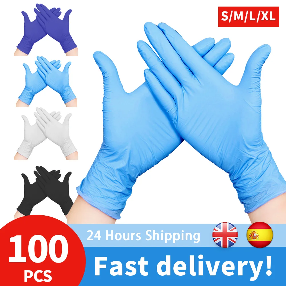 

100pcs XL Size Disposable Latex Gloves Nitrile Large Universal Gloves For Kitchen Washing /Food/Industrial Use Gloves Power-free