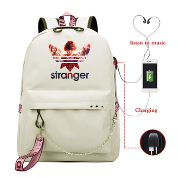 

Mochila Infantil Menina USB School Bags Stranger Things Teenage Girls Laptop Backpack Women Backpacks Stranger Things Travel Bag