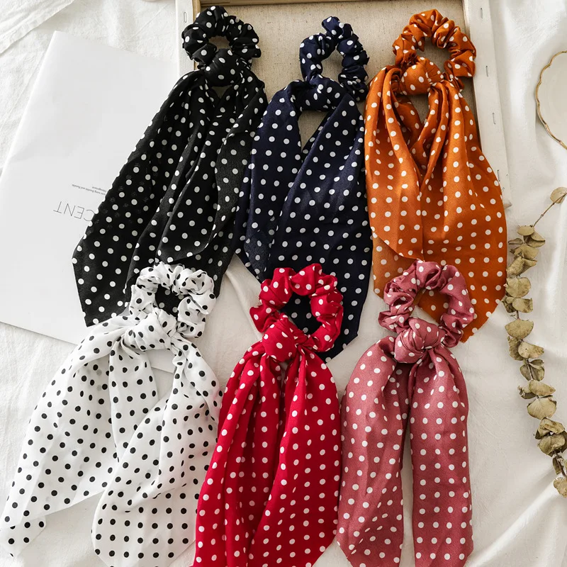 Red polka dot hair scarf Outlet