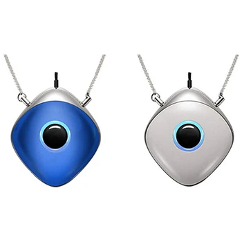 

2set Air Purifier, Negative Ion Purifier, Necklace Suitable for Children and Adults,Silver & Blue