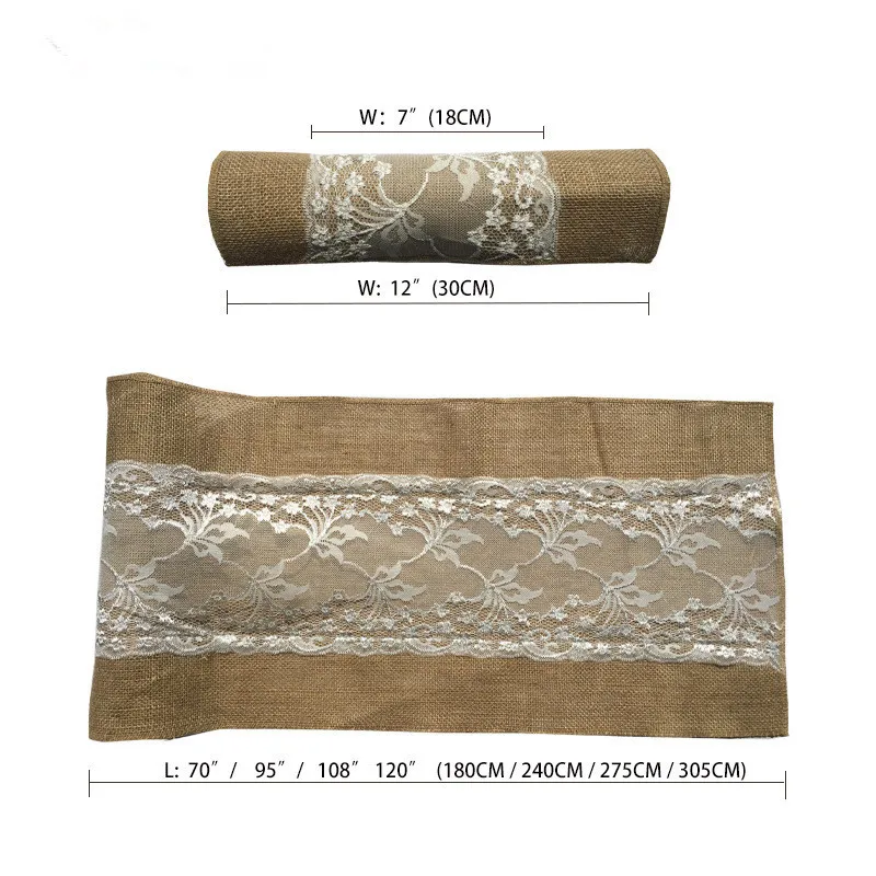 5pcs Sisal Burlap Ribbon Roll Vintage White Christmas Lace Jute Table Runner Hessian Burlap Party Supplies Wedding Decoration (1)