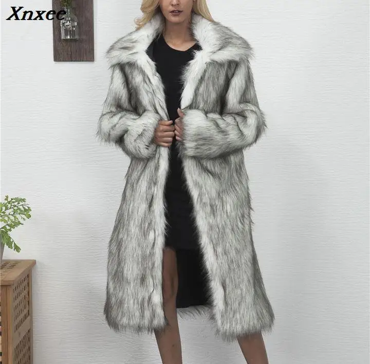 

Xnxee Winter X-Long Coat Women Faux Fur Jackets Loose Casual Thick Warm Fur Coats Female Outwear Jacket Plus Size S-XL 4 Colors