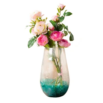 

Nordic Colored Crack Glass Flower Vase Home Decoration Modern Art Flower Plant Holder Desk Hydroponics Room Decor
