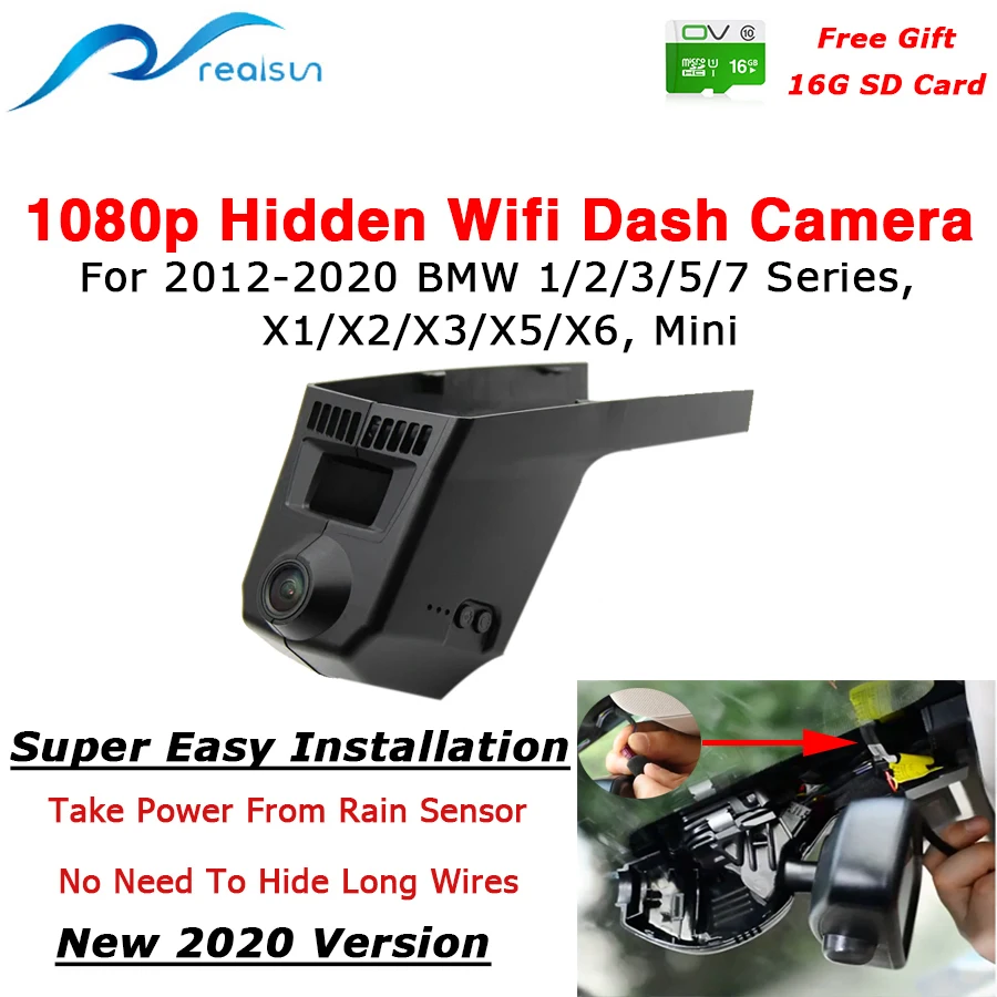 

Realsun 1080P Car DVR Wifi Dash Camera 12Million PX Easy Installation For BMW 1/2/3/5/7 Series X1/X2/X3/X5/X6 BMW Mini 2012-2020