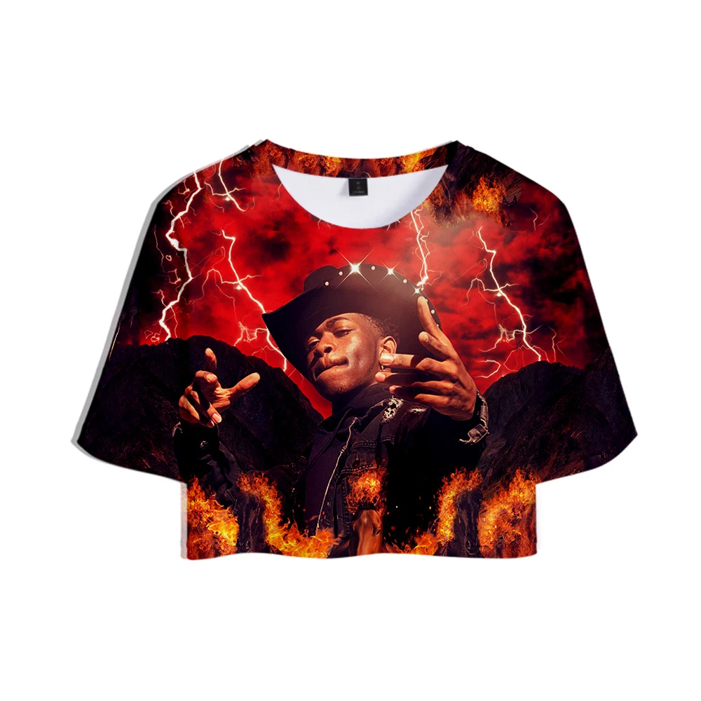 3D Lil Nas X New Clothes 2019 fashion hot Sexy Soft Cool and breathable T-shirt  Kpop top hot sales Sexy Navel T-shirt plus size