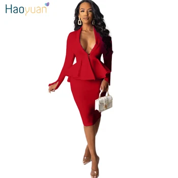 

HAOYUAN Sexy Two Piece Set Birthday Outfits for Women 2020 Festival Clothing Top and Skirt Suit Party Club 2 Piece Matching Sets