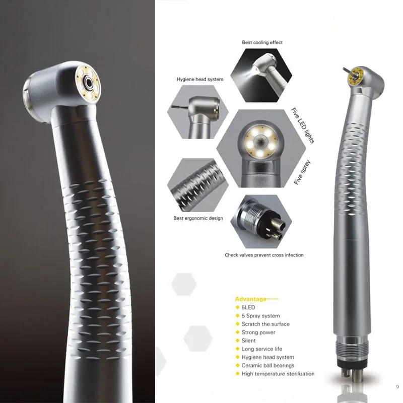 

1 piece Dental High-speed Handpiece LED Cartridge Air Turbine Fiber Optic Standard Head 2-hole/4-hole