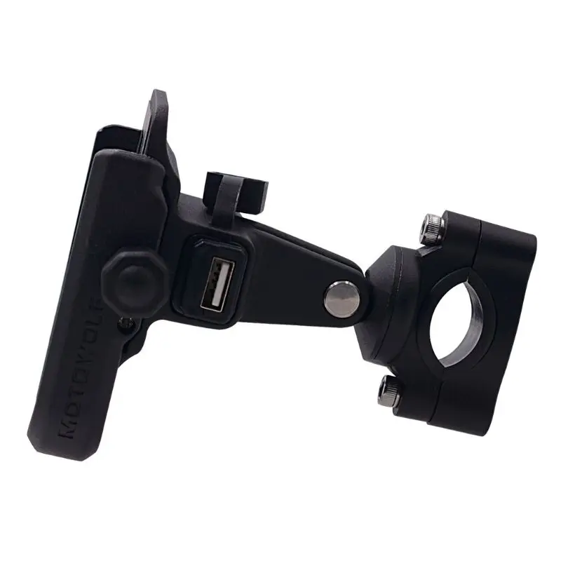 360 Degree Universal Waterproof 12V 24V Motorcycle Scooter Handlebar Rearview Mirror Phone Holder Mount Bracket USB Charger For
