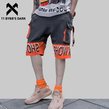 

11 BYBB'S DARK Color Block Letter Print Men Shorts Cotton Streetwear 2019 Harajuku Breathable Man Pockets Short Pants Sweatpants