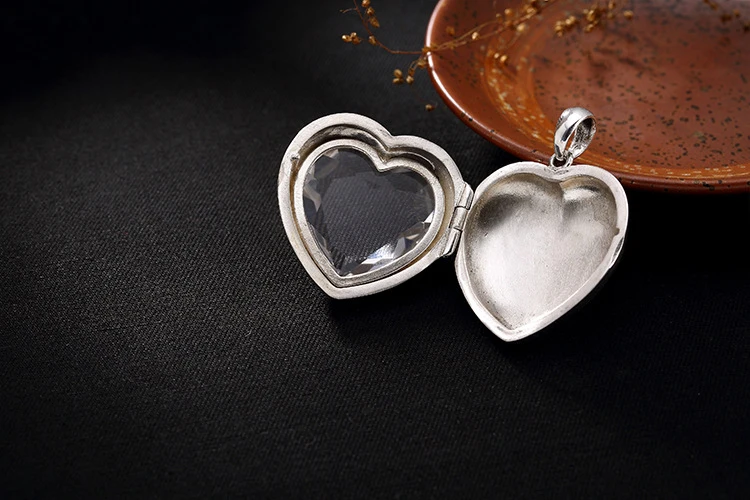 925 Sterling Sliver Crystal Heart Pendant Necklace for Man Women