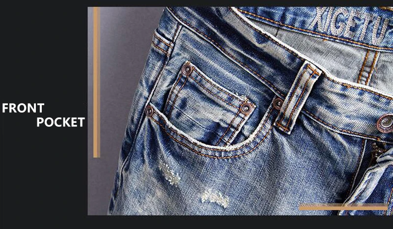 Модные мужские джинсы в итальянском стиле, винтажные дизайнерские джинсы высокого качества, облегающие рваные джинсы, мужские уличные