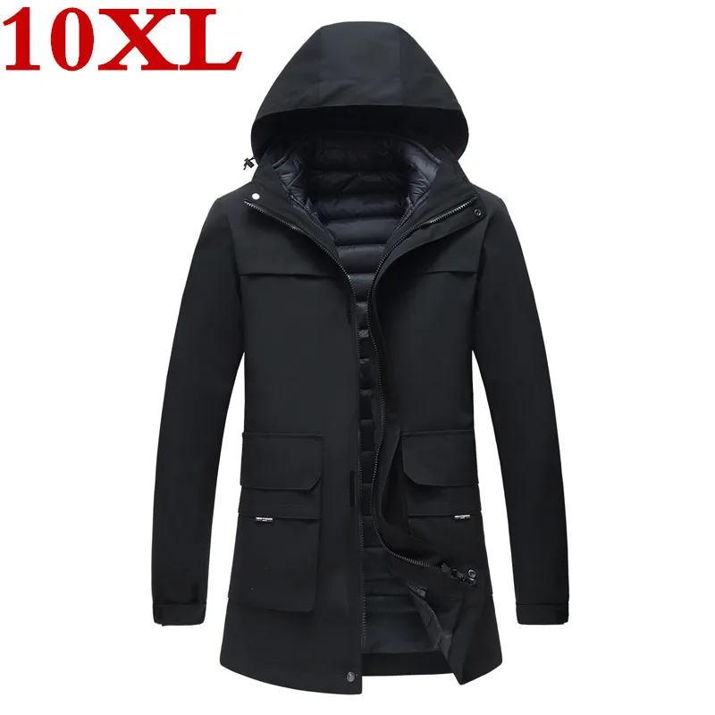 

new plus size 10XL 9XL 8XL 7XL 6XL Winter waterproof warm Jackets And Coats Thick Warm Fashion Casual 2 in 1 Men Parka