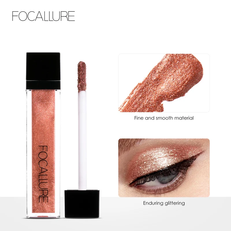 FOCALLURE 14 Colors Liquid Pigment Eyeshadow Ocean Light Waterproof Glitter Shimmer Highlighter Brighten Makeup Liquid Eyeshadow