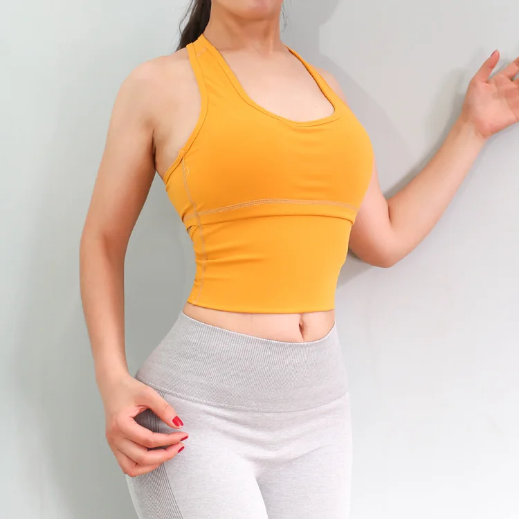 

X-HERR Plain Cutout Back Sports Crop Tops Anti-sweat Workout Athletic Yoga Bras Women Activewear Fitness Tops Vest