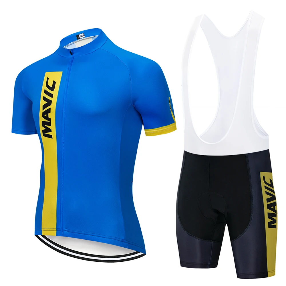 Mavic летние мужские про команды дышащий короткий рукав Велоспорт трикотажный комплект ropa ciclismo велосипедный велосипед одежда нагрудник шорты комплект - Цвет: Pic Color