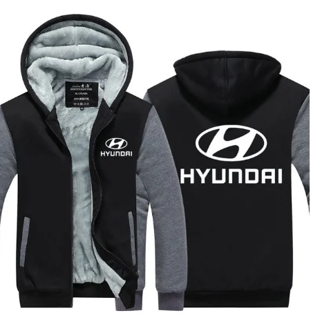 Зимняя мода hoodeis молния для hyundai толстовка мужские толстовки утолщение плюс бархат пальто для мужской одежды 08 f - Цвет: 1
