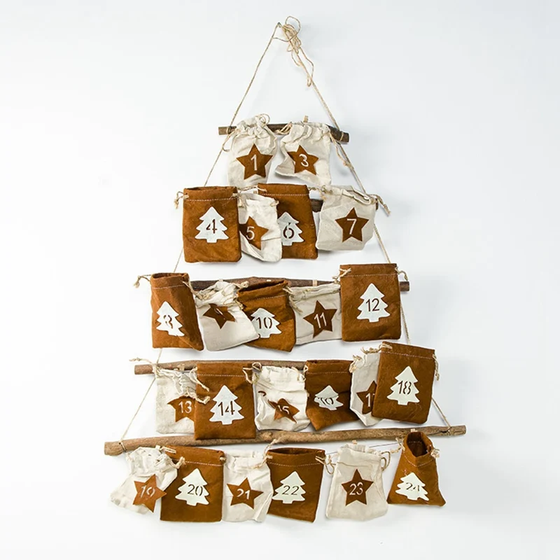 BR Christmas Decorations Innovative Printing Multi-Layer Candy Storage Bag Christmas Countdown Calendar Storage Bag - Цвет: BR
