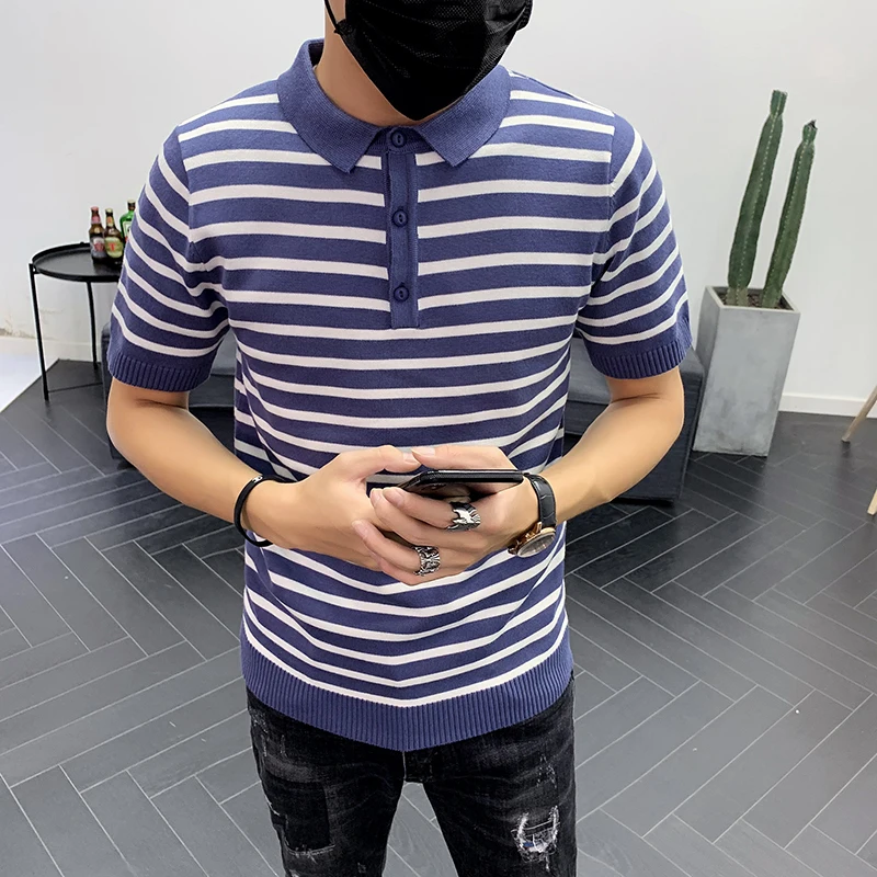 Navy Blue Синее, черное, красное британское поло, 3 цвета, трикотажная рубашка поло, полосатая рубашка с воротником для мужчин, Poleras Hombre, рубашка поло, Camiseta, летняя мужская - Цвет: Navy Blue