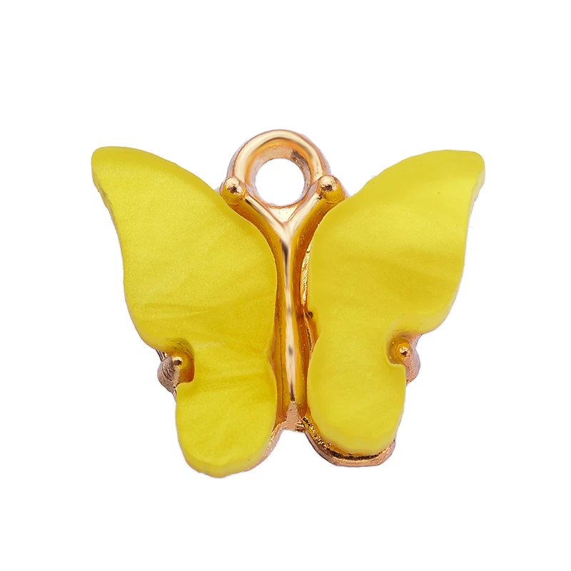 JQ 다색 아크릴 나비 참, 팔찌 목걸이 귀걸이 쥬얼리 만들기 용품, 귀여운 곤충 합금 액세서리, 20 개