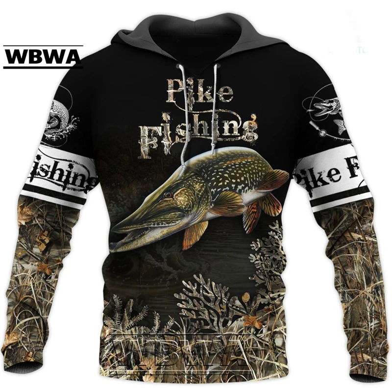 Keusyoi 3D Fishing Print Hoodie – Unisex Harajuku Style Sweatshirt With Pocket
