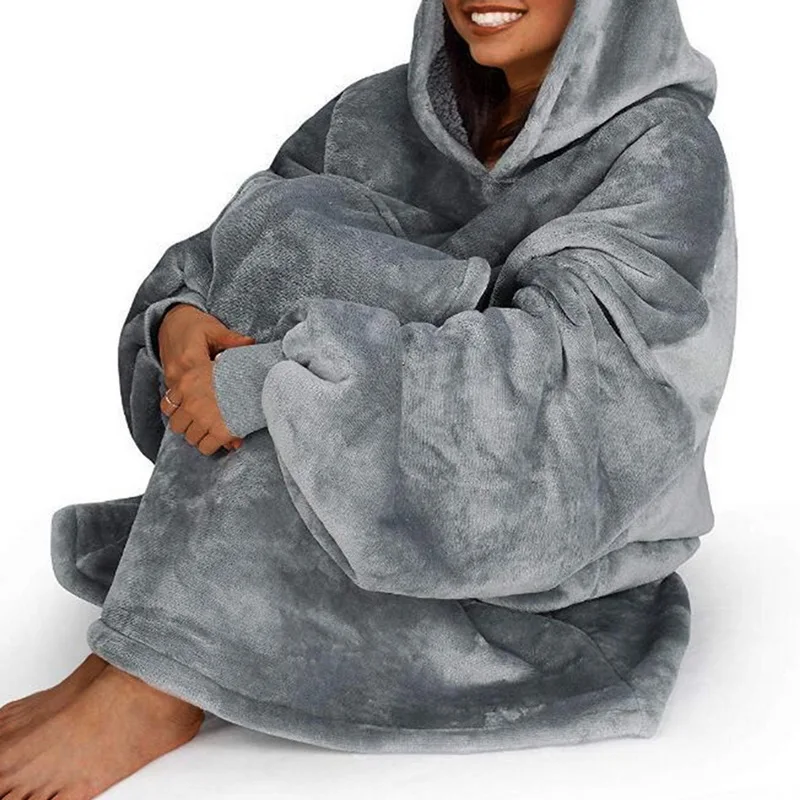 

Winter Sherpa Girls Cute Blanket Hoodies With Sleeve Ultra Plush Blanket Hoodie Stitching Color Warm Flannel Hooded Blankets