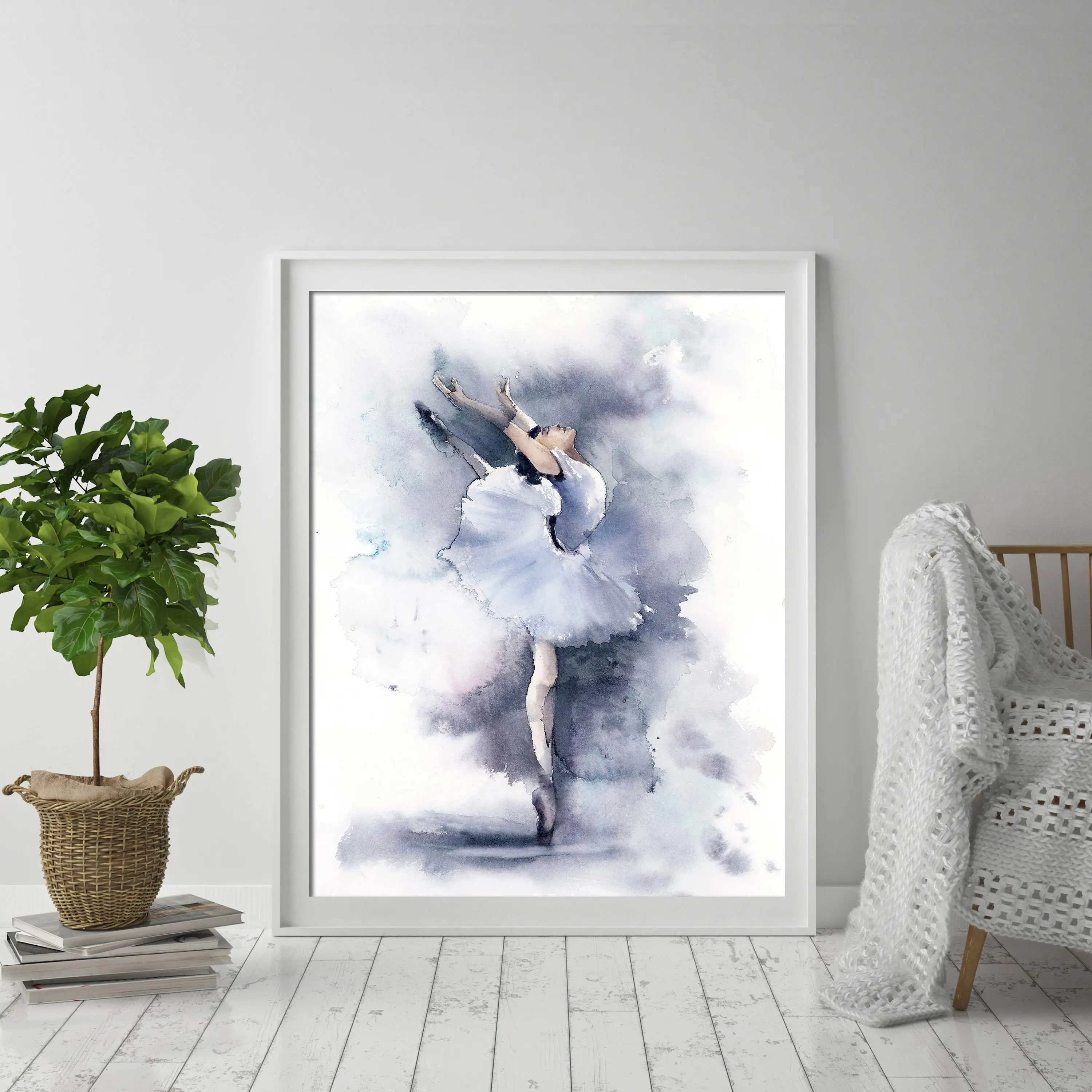 Ballerina Art Print in Purple print Painting Ballet Dance Wall Fine Giclée Archival of Balleri | Дом и сад