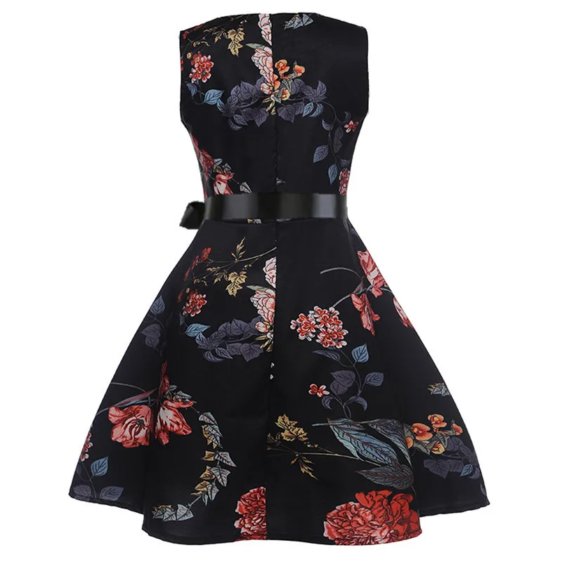 Bunvel мама и я одежда платье с цветочным принтом без рукавов элегантный сарафан винтажные повседневные летние платья с поясом Vestidos f