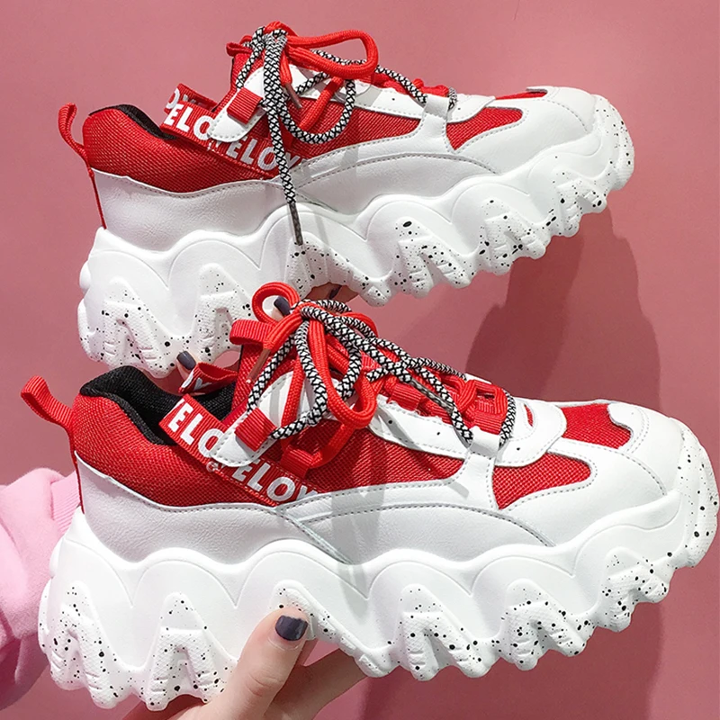 

Women Casual Shoes 2020 New Fashion Women Sneakers Flat Shoes Lace Up Comfortable Platform Sneakers Female Vulcanized Shoes 6cm