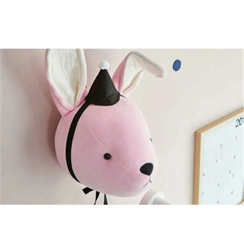 Rabbit and Hat Зебра/Слон/Жираф 3D голова крюк на стену украшение Лебедь настенная голова животного декор Детская комната подарок на день рождения - Цвет: Rabbit and Hat