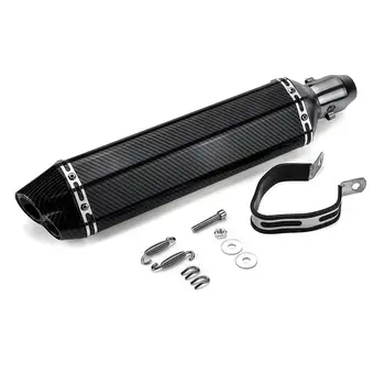 

Universal Carbon Fiber Motorcycle Exhaust Modify Motocross Exhaust Muffler Double Outlet Tail Pipe For Honda ATV Scooter