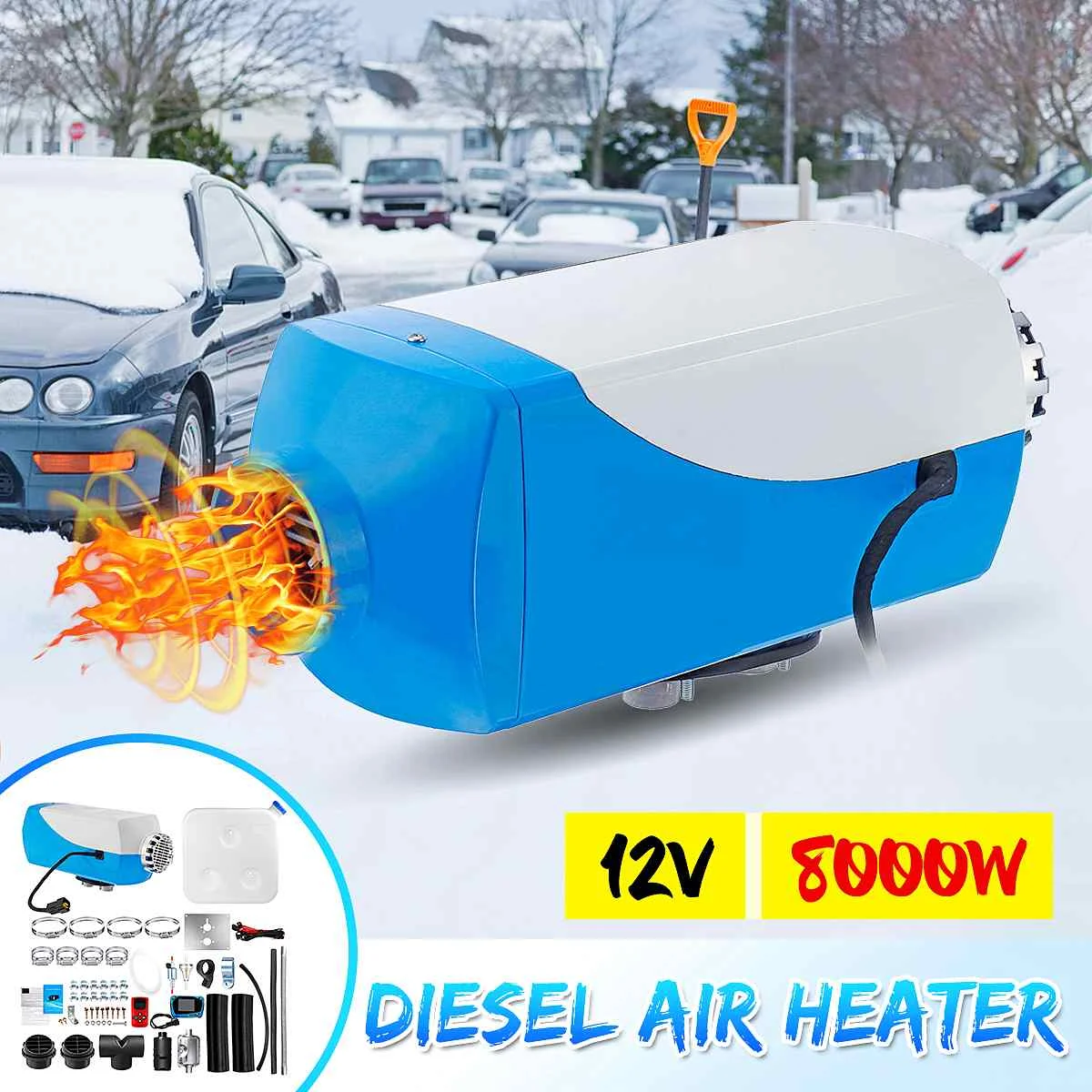 Металлический автомобильный обогреватель 8KW 12V дизелей обогреватель стояночный отопитель с Дистанционный пульт с lcd монитор для жилой автофургон прицеп грузовики, лодки