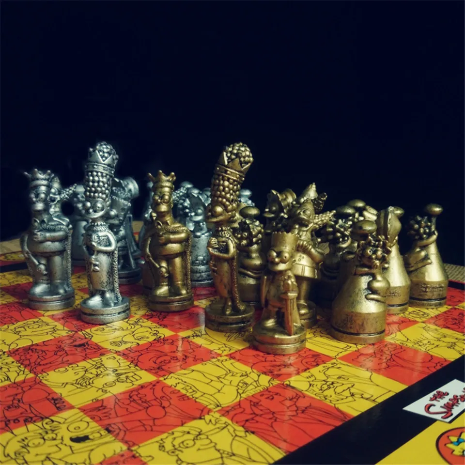 option 2 BSTFAMLY Chessman Симпсон шахматы комплект игры международных Шахматная Складная шахматная доска ПВХ пластиковые шахматы штук игрушки I22 - Цвет: option 2