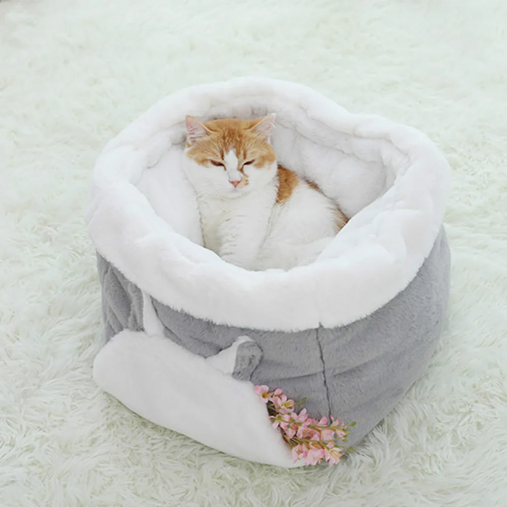 Теплая корзина для питомца кошки, кровать, домик для кошки, питомник для собаки, щенка, котенка, домашний спальный питомник, плюшевый удобный дом, товары для домашних животных для собаки