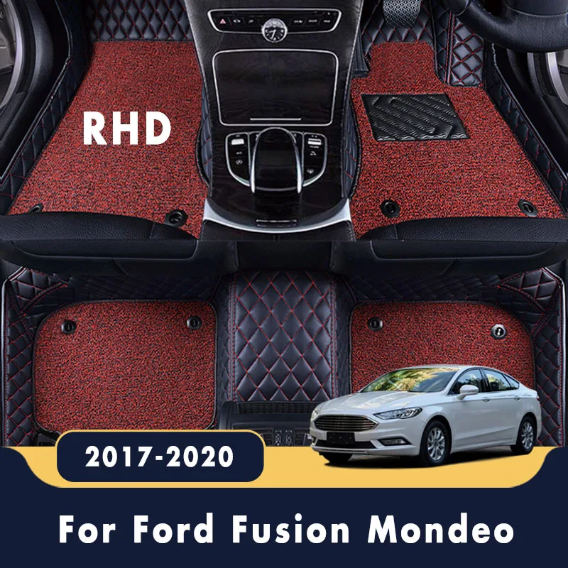 Rhd For Ford Fusion Mondeo 2020 2019 2018 2017 Luxury Double Layer Wire Loop Car Floor Mats