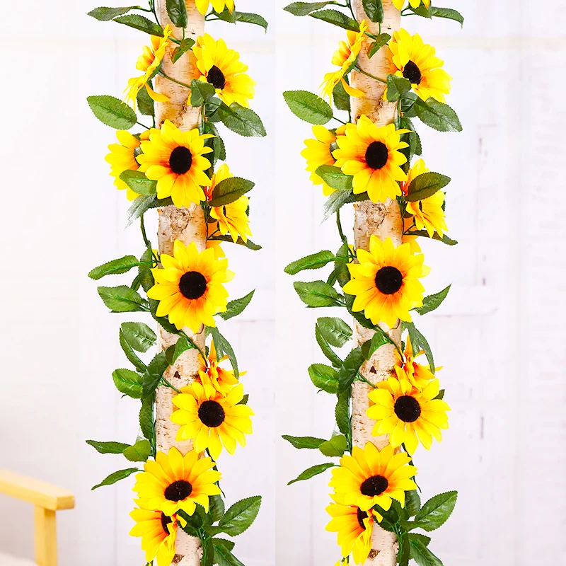 Hiedra de caña de girasol de seda de 230cm, flor amarilla Artificial para  colgar en la pared, guirnalda para jardín, valla, hogar, boda, arco,  decoración para fiesta - AliExpress