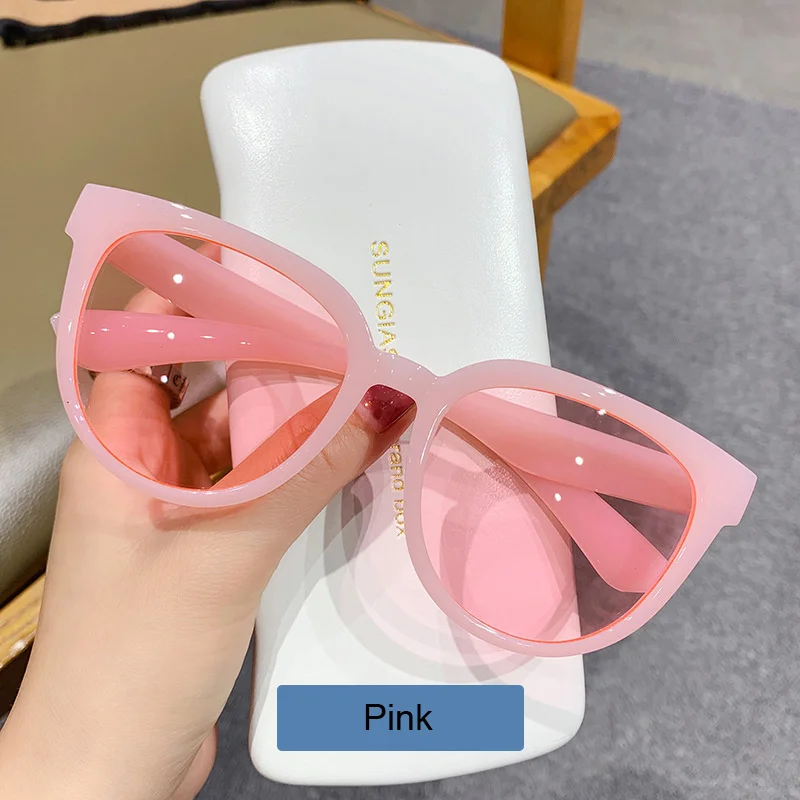 oversized sunglasses New Cat Eye Sunglasses Woman Fashion Big Frame Round Sun Glasses Female Retro Shades Mirror Jelly Color Oculos De Sol rose gold sunglasses Sunglasses