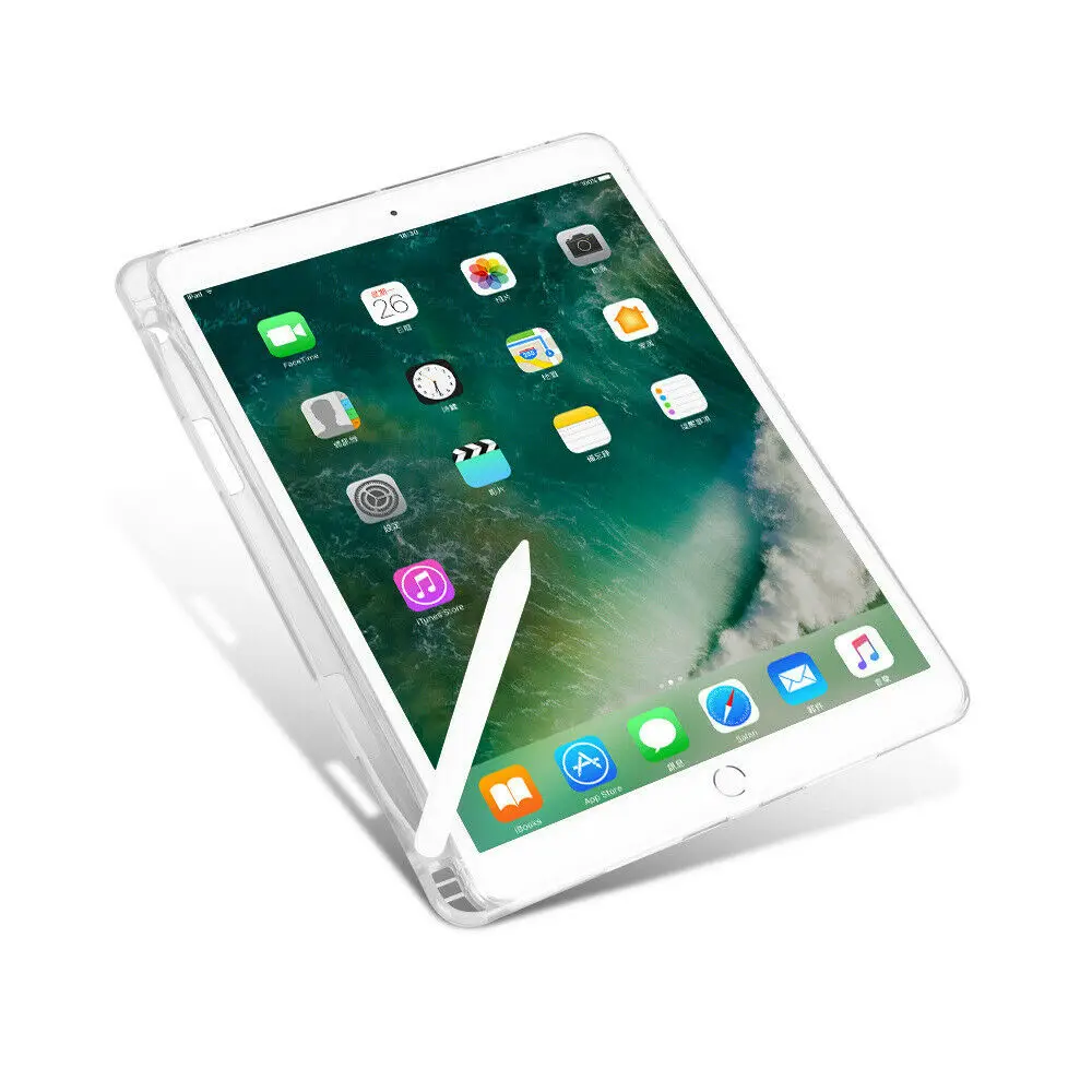 Мягкий силиконовый прозрачный чехол для iPad 7th Gen 10," A2200 A2198 A2197 с держателем карандаша, прозрачный защитный чехол из ТПУ