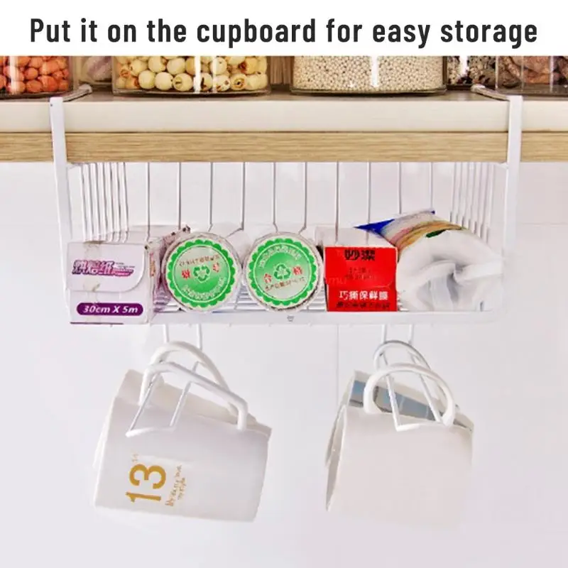 Metal Under Cabinet Hook Wardrobes Closet Kitchen Cupboard Basket Rack Shelf Bearing Partition Hanger For Home Storage