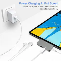 USB C концентратор адаптер для 2018 iPad Pro 11 "/12,9" с USB-C зарядка PD, 4K HDMI, USB 3,0 и 3,5 мм разъем для наушников