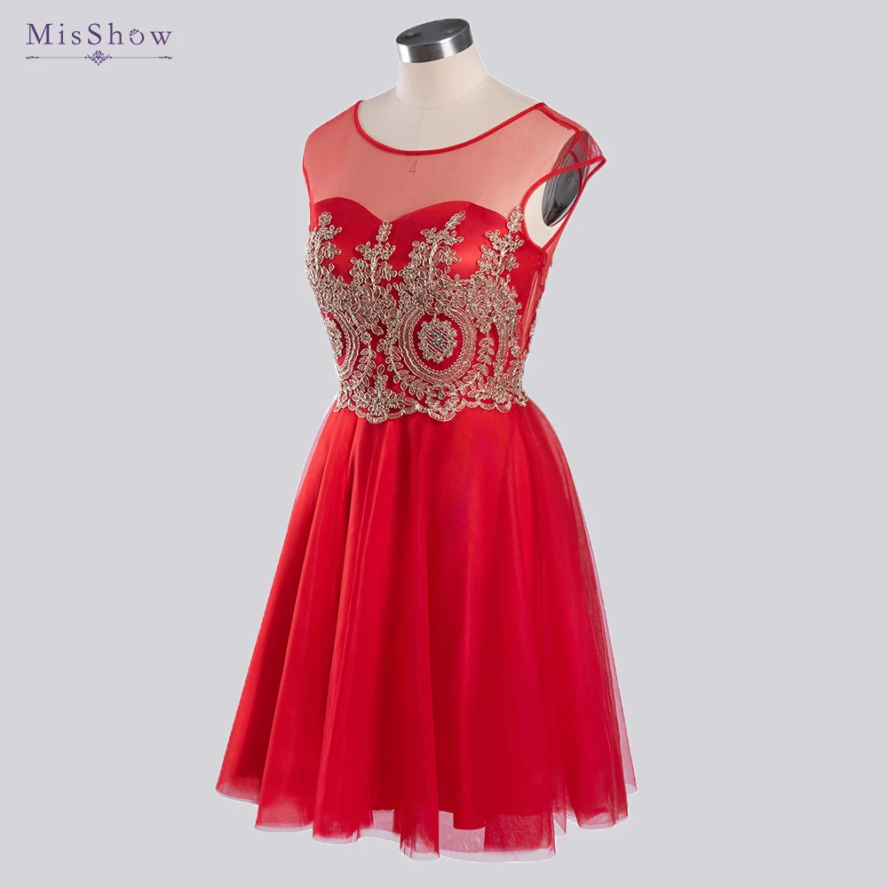 

In Stock NEW Short Prom Dresses Applique Flowers O Neckline Evening Dresses Real Photos In Stock Cocktail Dresses CPS1898