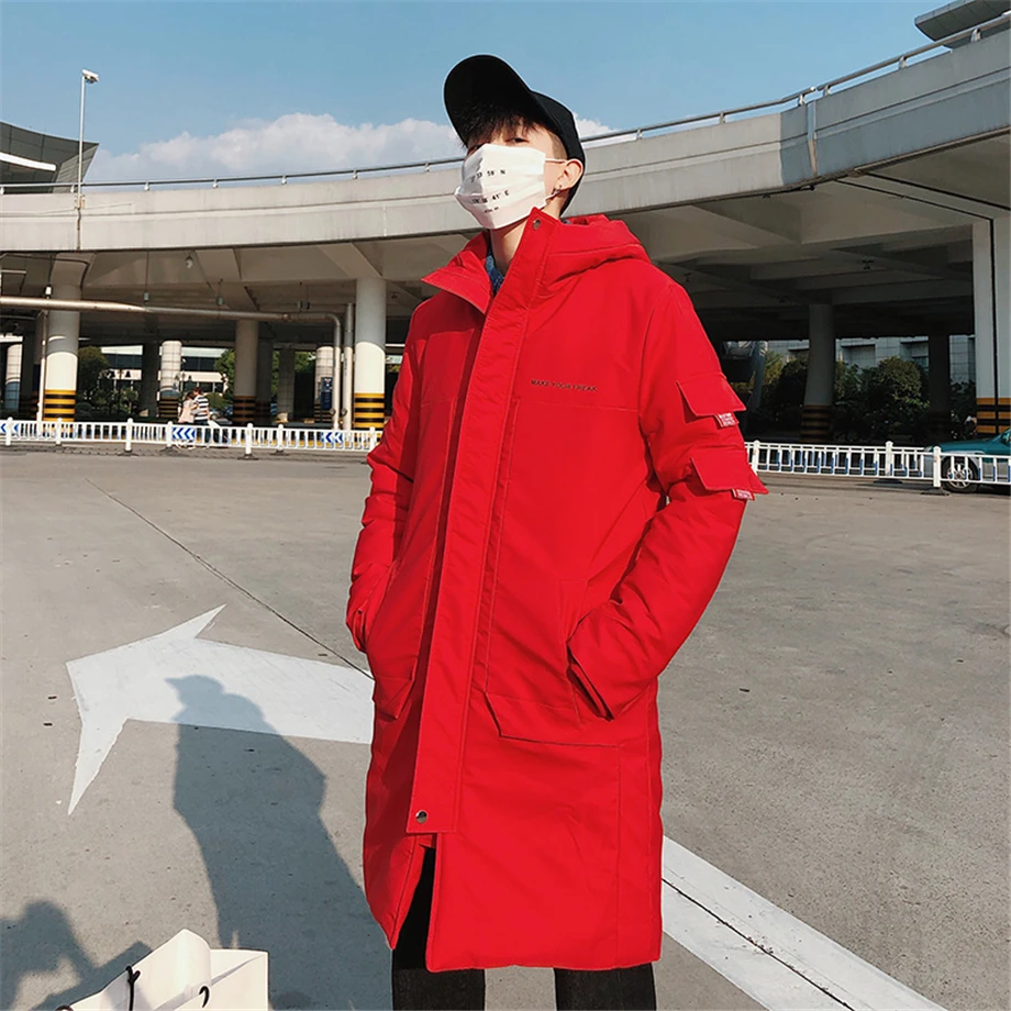 Уличная Зимняя Толстая куртка мужская теплая негабаритная куртка с принтом Уокера мужские длинные пальто мужские утепленные куртки желтый красный DG137