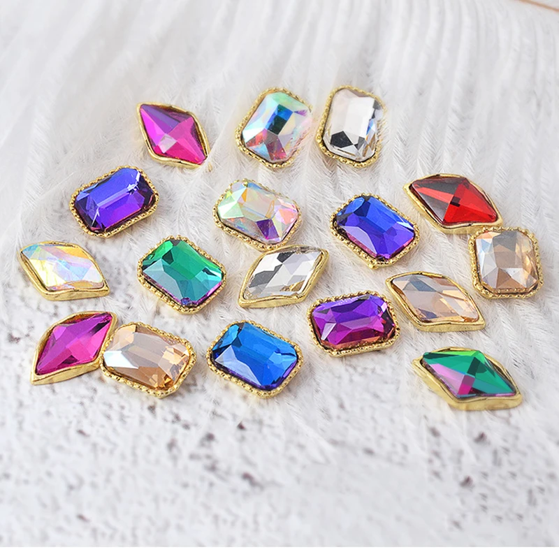 

5pcs/lot Crystal Strass Nail Art Alloy Glass Flat Bottom Nail Charms Rhinestones For Designer Jewelry Accessories