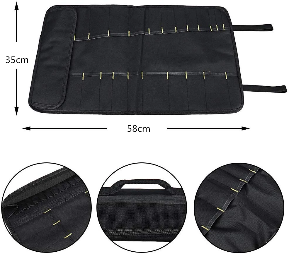 LMETJMA 22 Slots Chef Knife Storage Bag Oxford Cloth Knife Roll Bag Portable Durable Cutlery Storage Carry Case KC0318