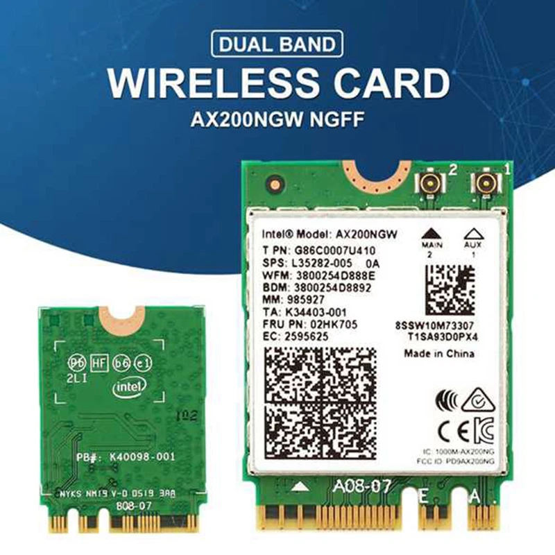 2400 Мбит/с двухдиапазонный Wifi 6 беспроводной Wi-Fi карта адаптер для Intel AX200NGW NGFF M.2 802.11Ax с BT5.0 для AX200Ac с антенной